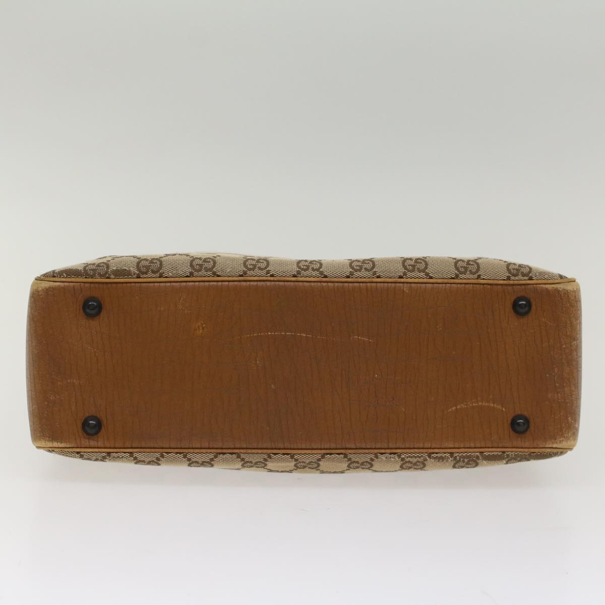 GUCCI GG Canvas Bamboo Hand Bag Leather Beige Brown 54340