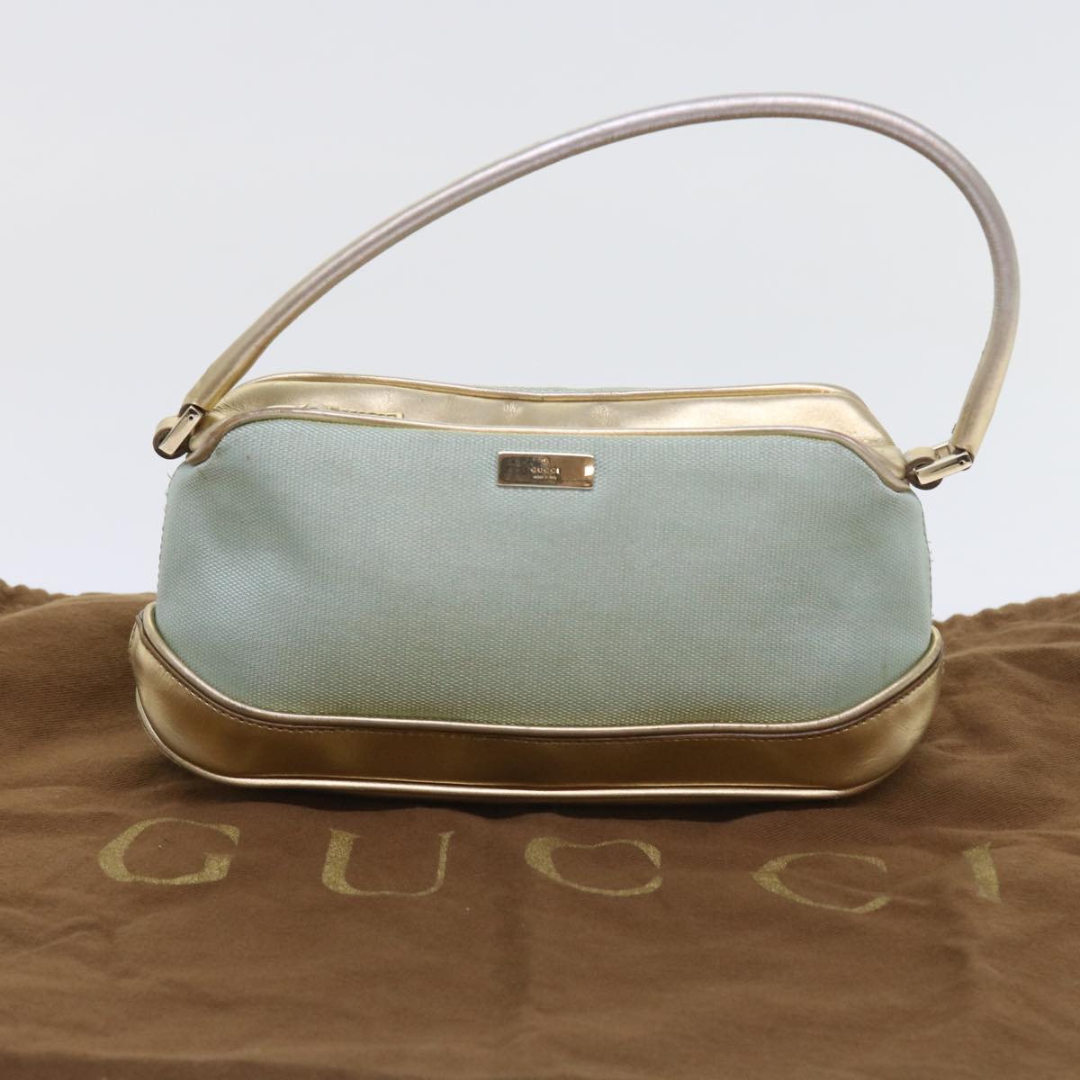 GUCCI Hand Bag Nylon Canvas Light Blue 039 1133 54352