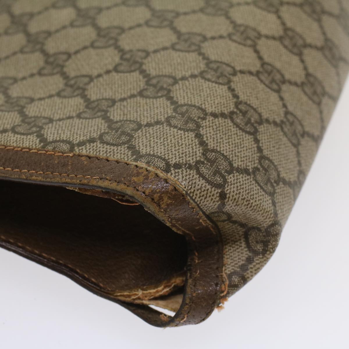 GUCCI GG Canvas Web Sherry Line Clutch Bag PVC Leather Beige Red 54354