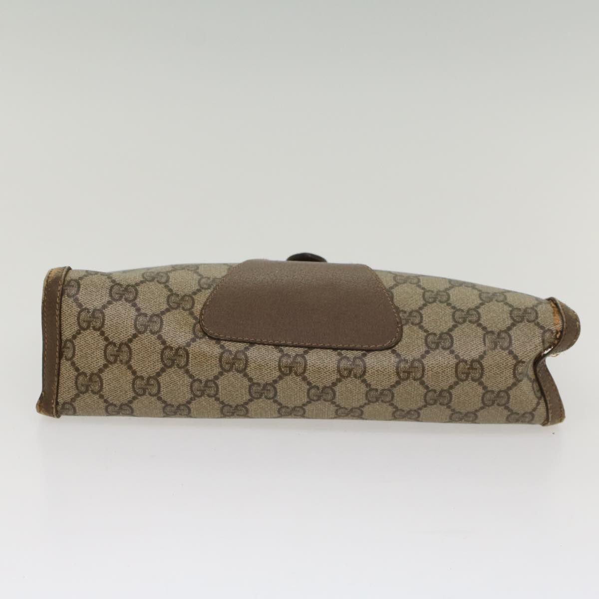 GUCCI GG Canvas Web Sherry Line Clutch Bag PVC Leather Beige Red 54354