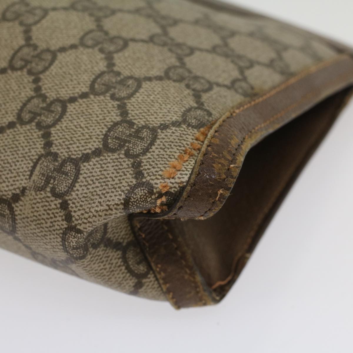 GUCCI GG Canvas Web Sherry Line Clutch Bag PVC Leather Beige Red 54354