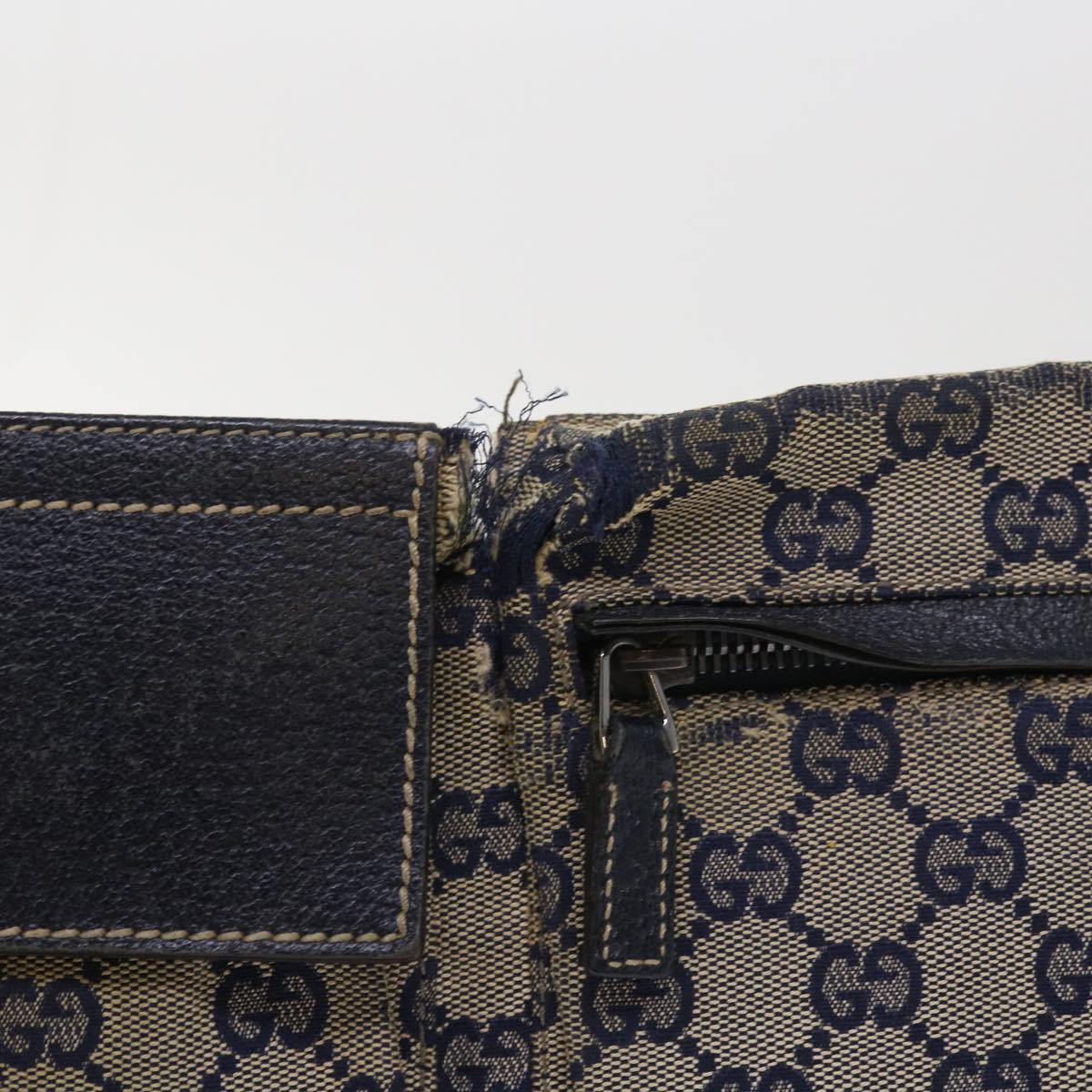 GUCCI GG Canvas Shoulder Bag Leather Gray Navy Red 54355