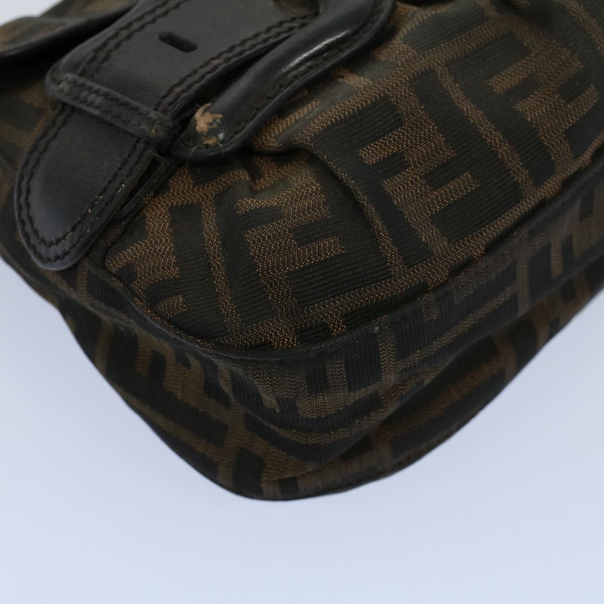 FENDI Shoulder Bag Zucca Canvas Brown Black 54362