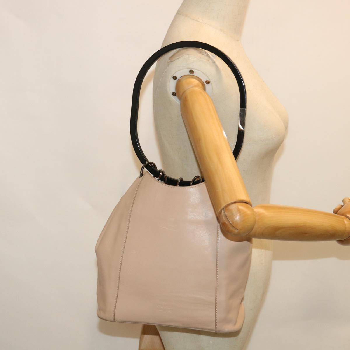 GUCCI Shoulder Bag Leather Beige 54365