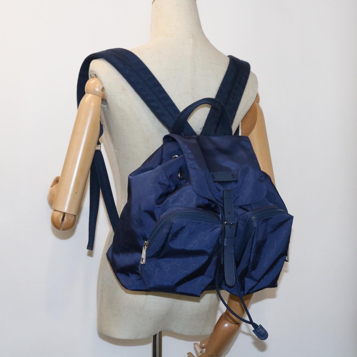 GUCCI Backpack Nylon Blue 406361 54375