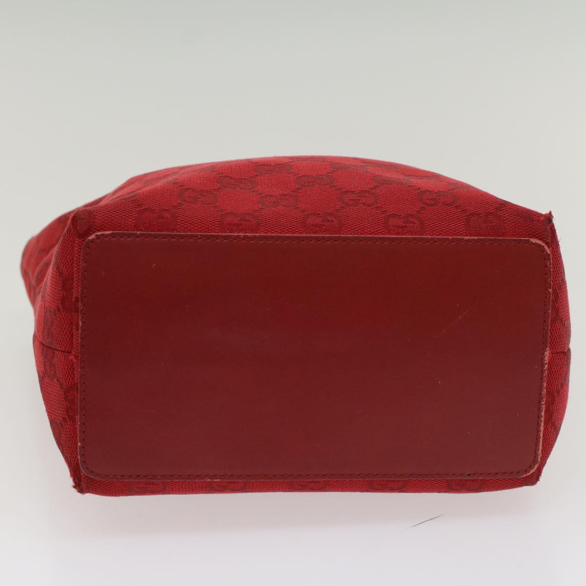 GUCCI GG Canvas Tote Bag Leather Red 54426