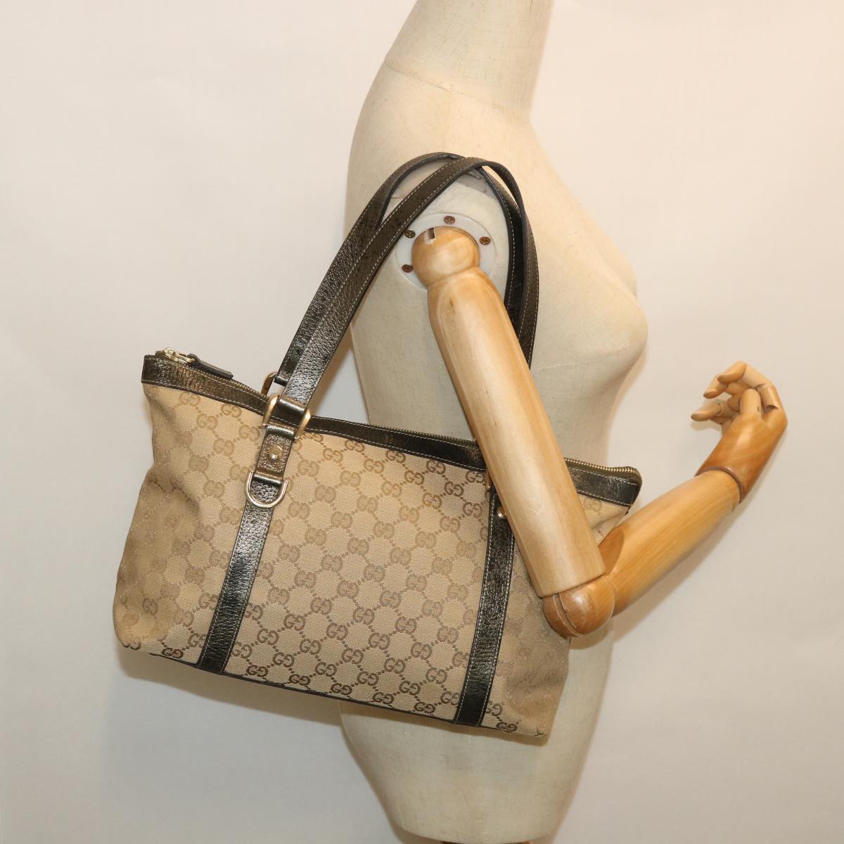 GUCCI GG Canvas Tote Bag Beige 141470 54456