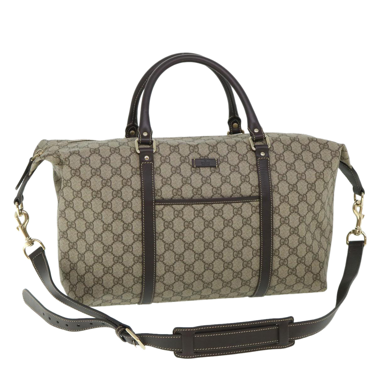 GUCCI GG Supreme Boston Bag PVC Leather 2way Beige 246895 54514
