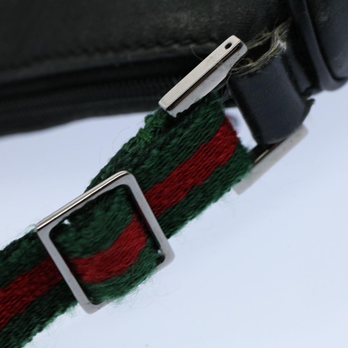 GUCCI Web Sherry Line Shoulder Pouch Canvas Black Red 92821 204991 54532