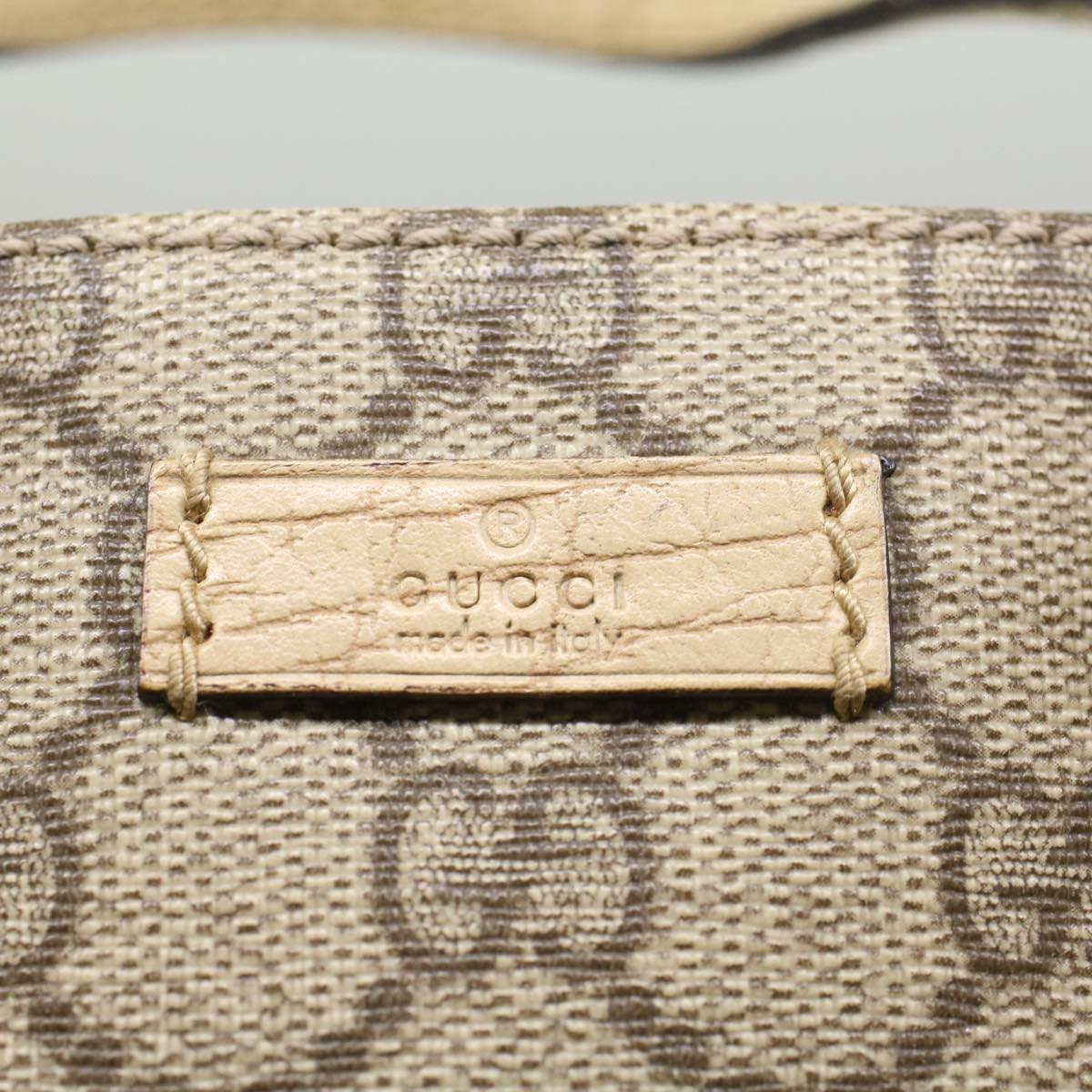 GUCCI GG Supreme Hand Bag PVC Leather Beige 117551002122 54540