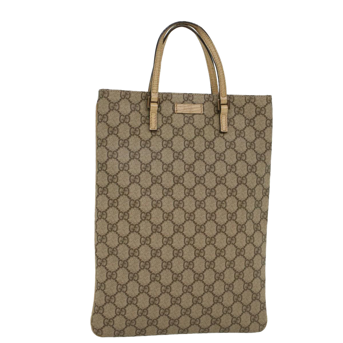 GUCCI GG Supreme Hand Bag PVC Leather Beige 117551002122 54540