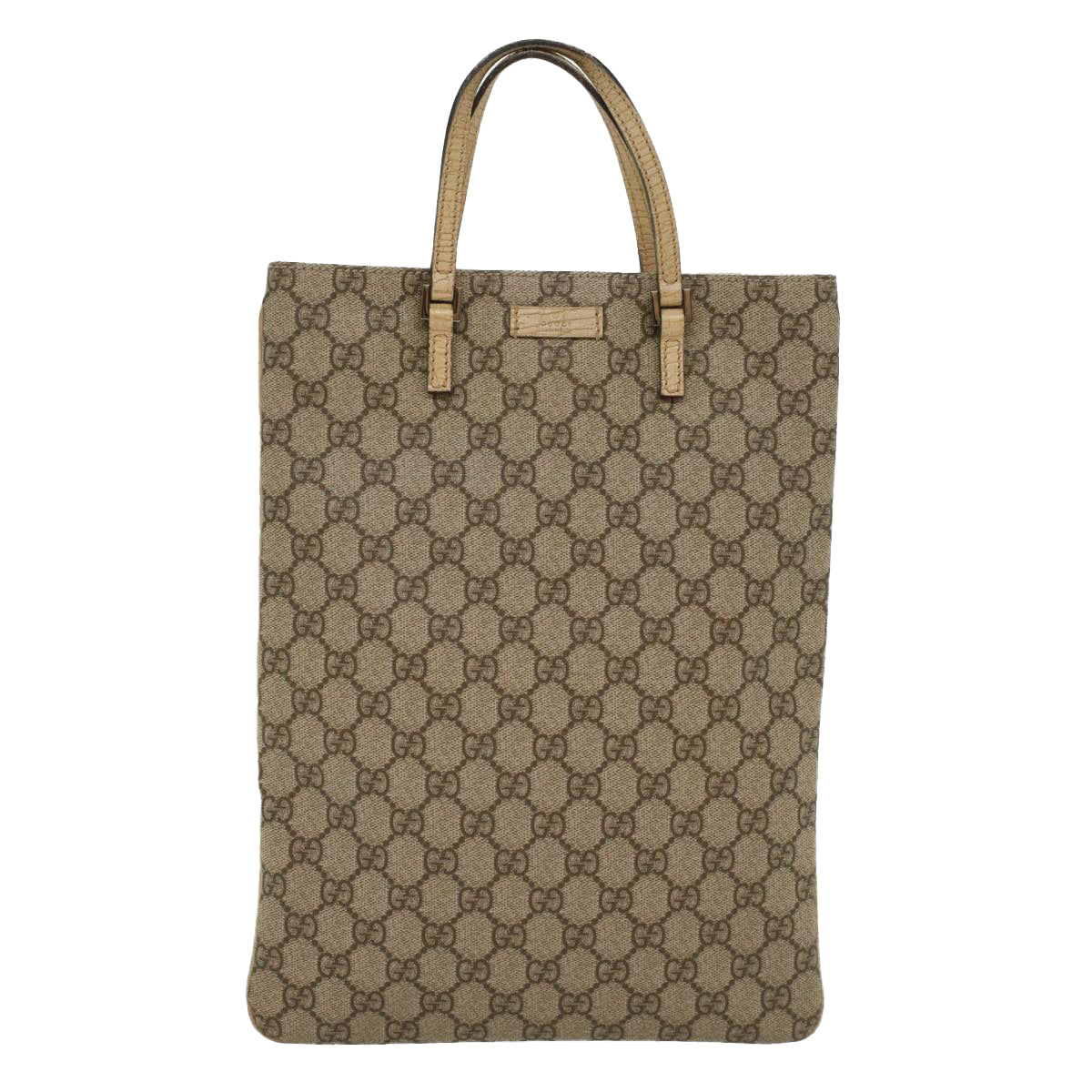 GUCCI GG Supreme Hand Bag PVC Leather Beige 117551002122 54540
