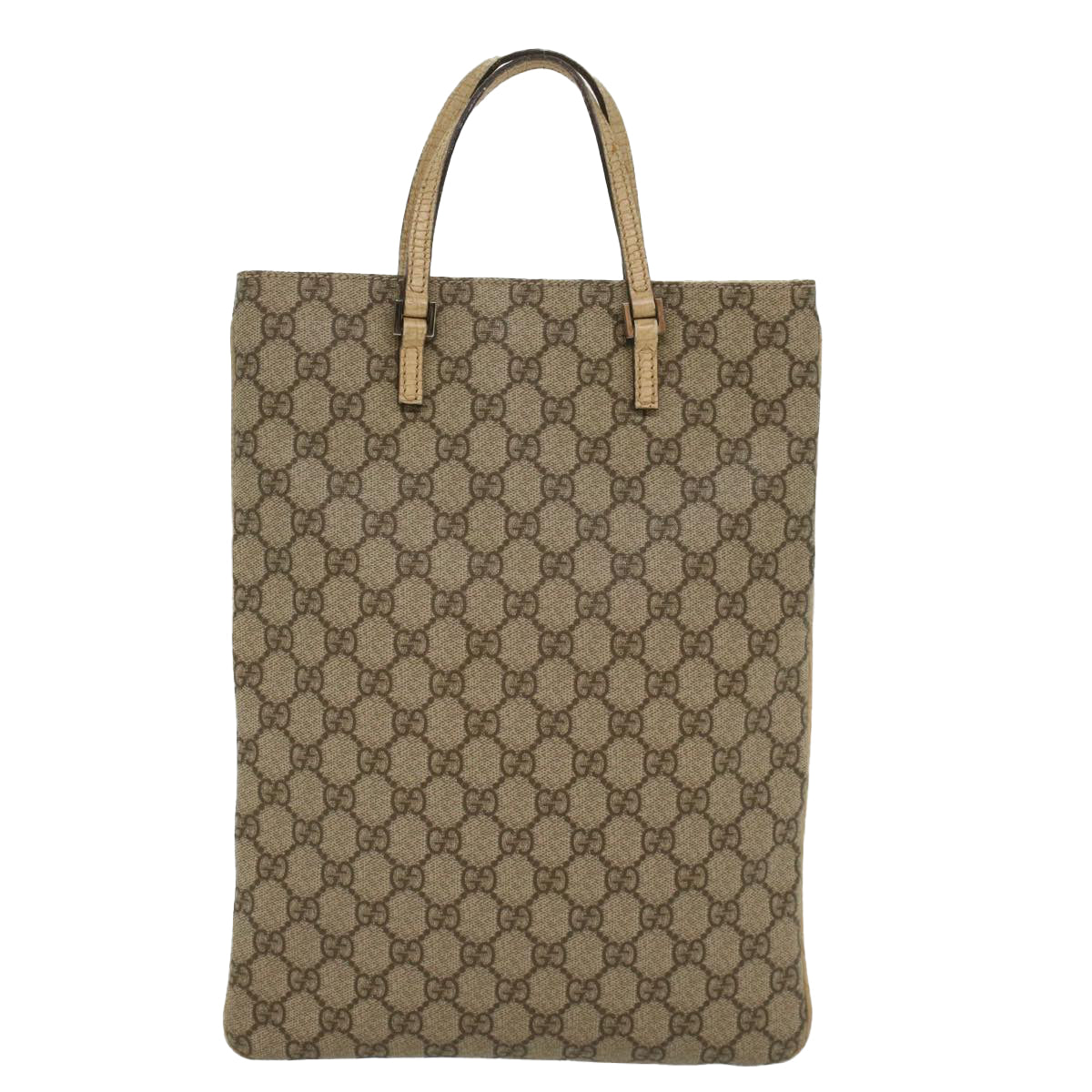 GUCCI GG Supreme Hand Bag PVC Leather Beige 117551002122 54540