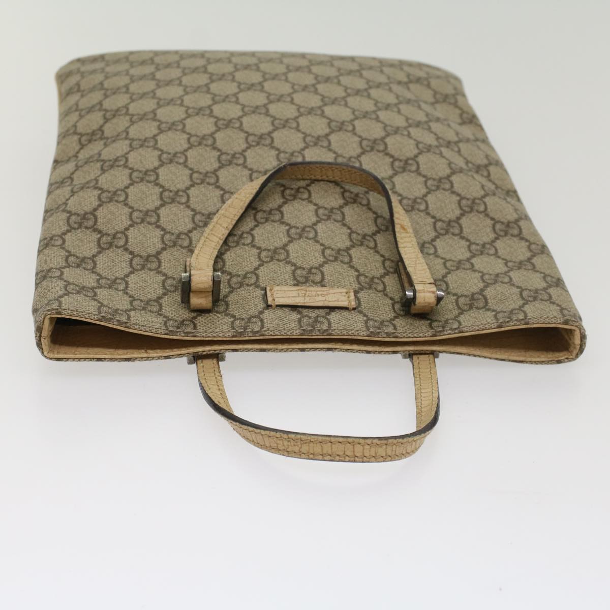 GUCCI GG Supreme Hand Bag PVC Leather Beige 117551002122 54540