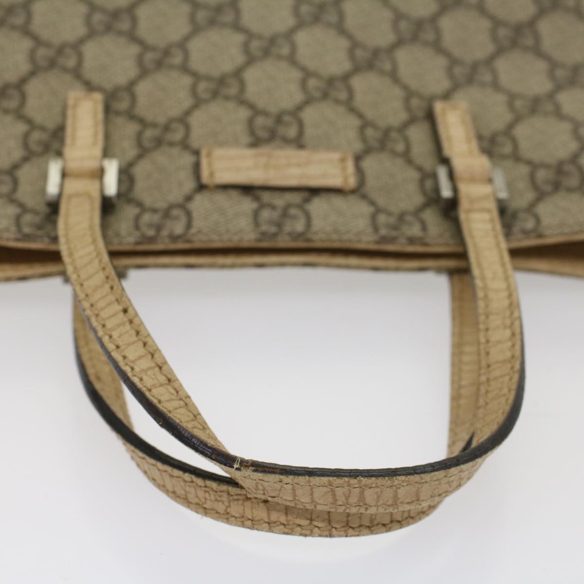 GUCCI GG Supreme Hand Bag PVC Leather Beige 117551002122 54540