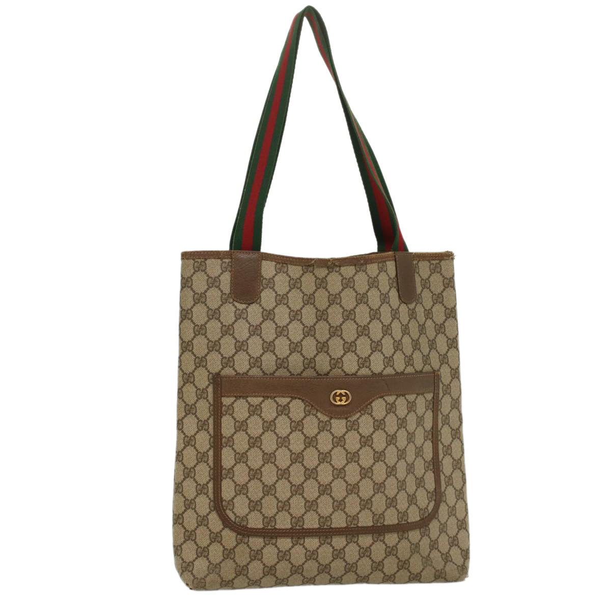 GUCCI GG Supreme Web Sherry Line Tote Bag Beige Red 002 58 6487 9411 54557