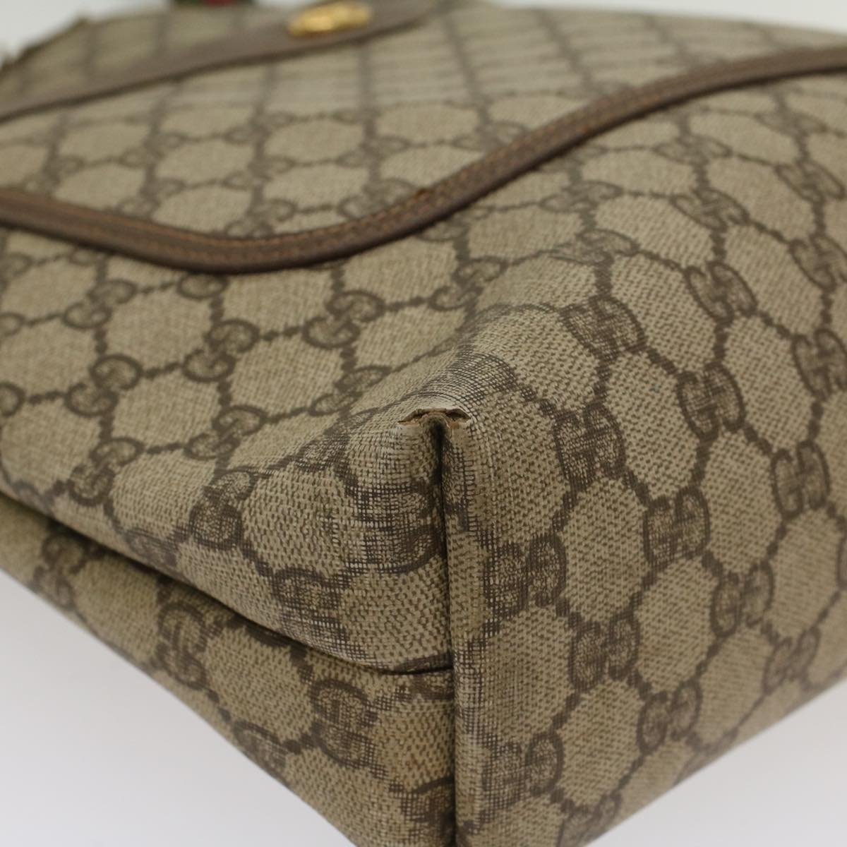 GUCCI GG Supreme Web Sherry Line Tote Bag Beige Red 002 58 6487 9411 54557