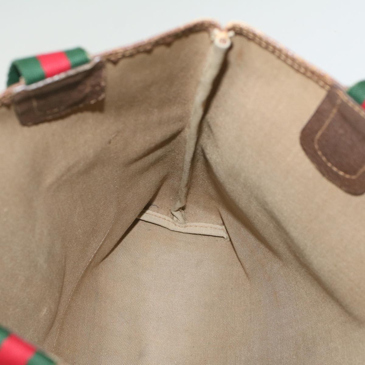 GUCCI GG Supreme Web Sherry Line Tote Bag Beige Red 002 58 6487 9411 54557