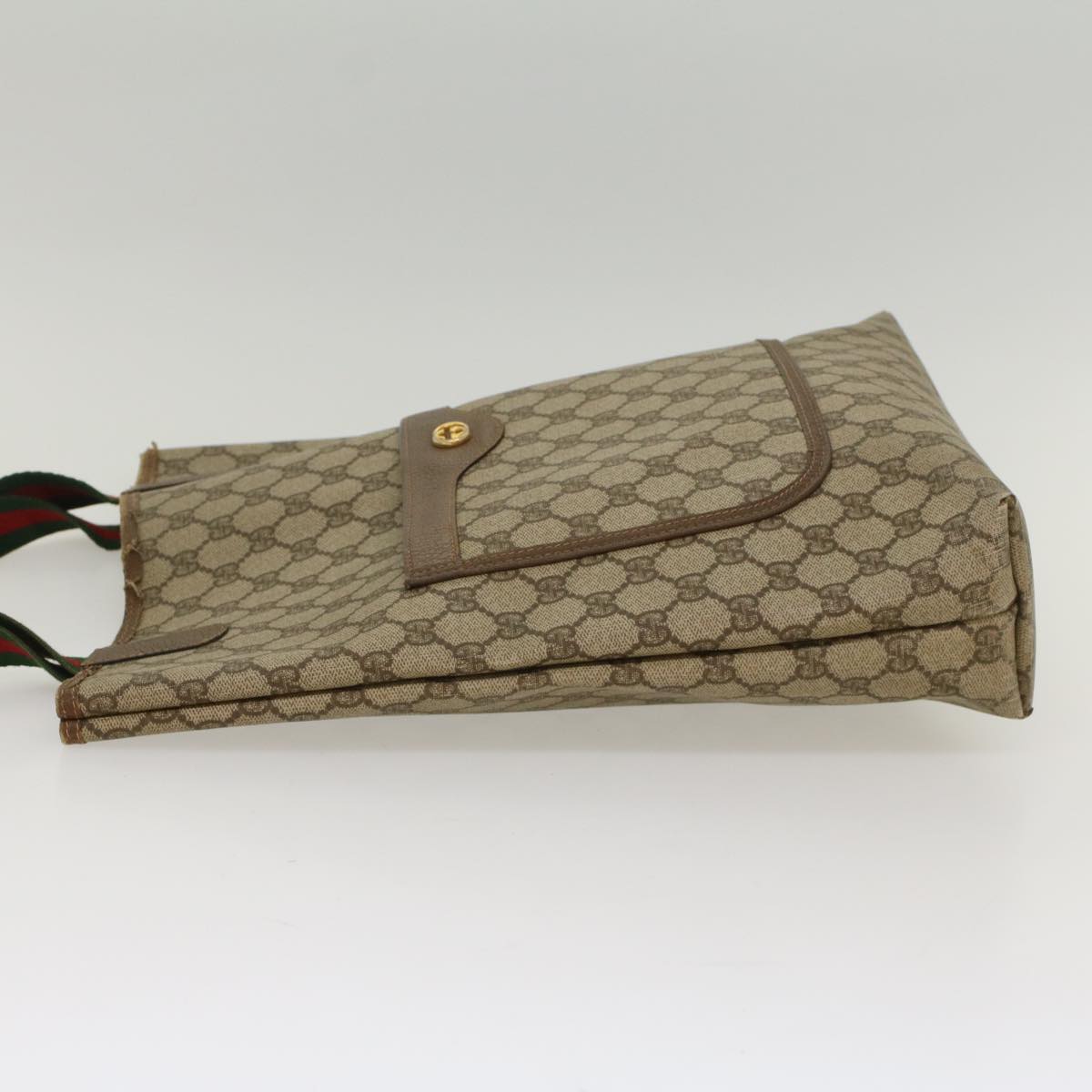 GUCCI GG Supreme Web Sherry Line Tote Bag Beige Red 002 58 6487 9411 54557