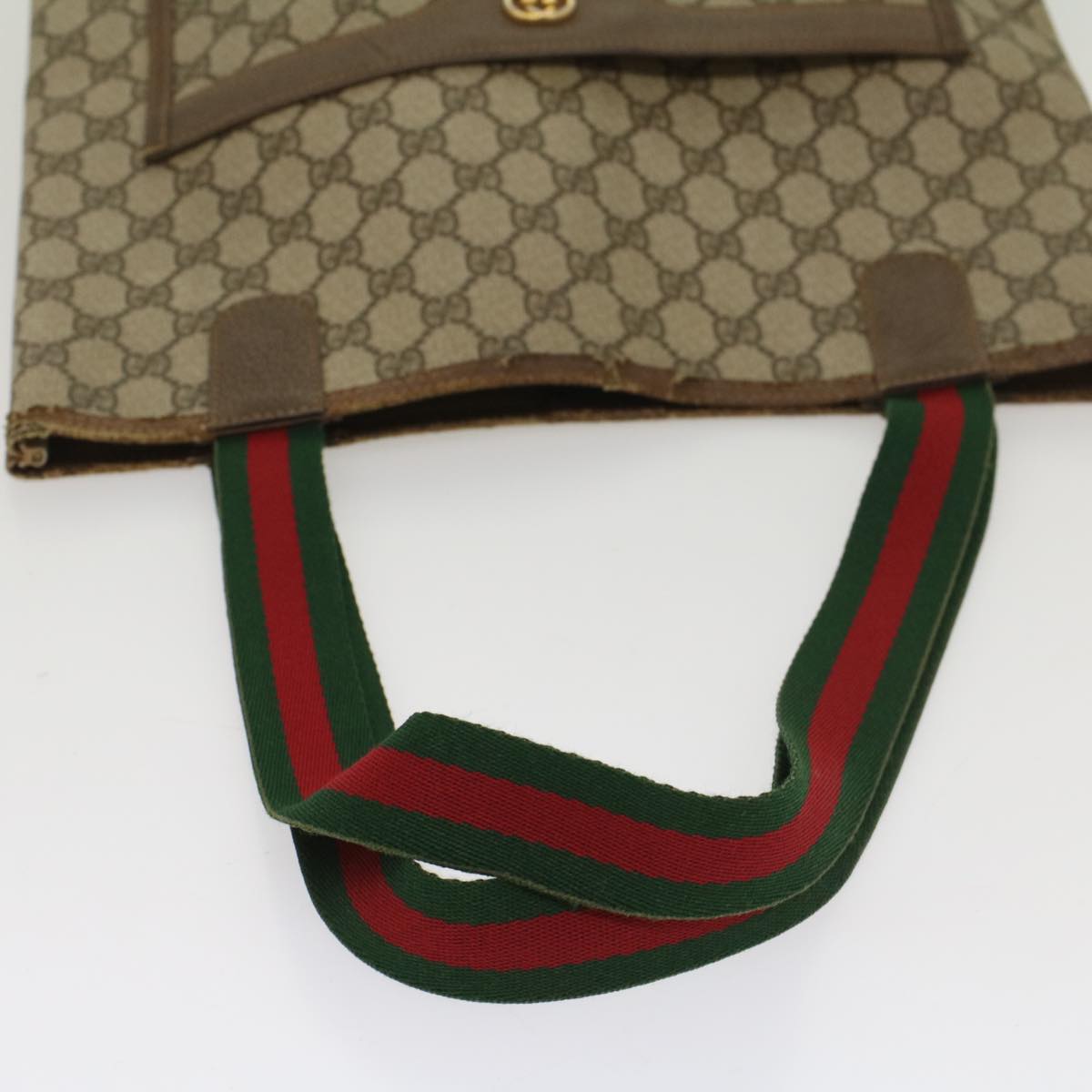 GUCCI GG Supreme Web Sherry Line Tote Bag Beige Red 002 58 6487 9411 54557