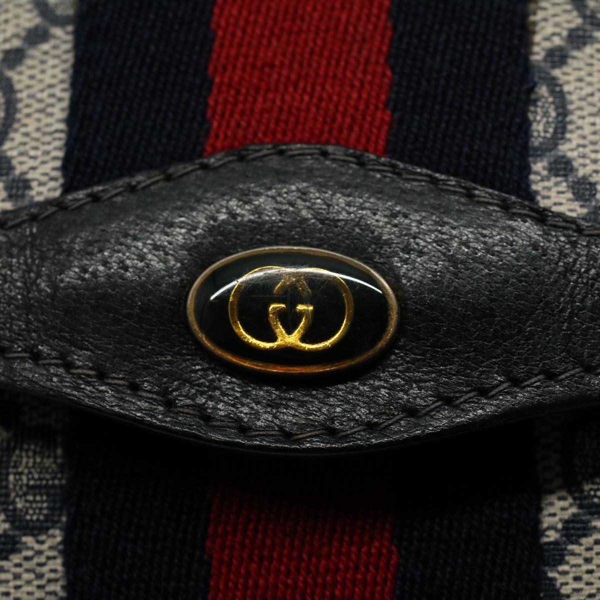GUCCI GG Canvas Sherry Line Clutch Bag Gray Red Navy 41 014 3087 30 54692