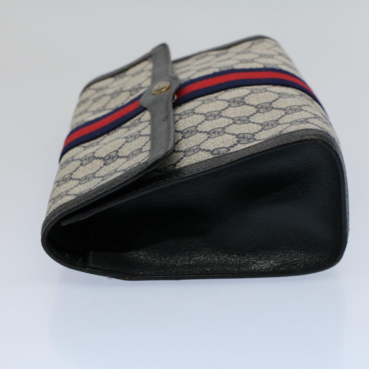 GUCCI GG Canvas Sherry Line Clutch Bag Gray Red Navy 41 014 3087 30 54692