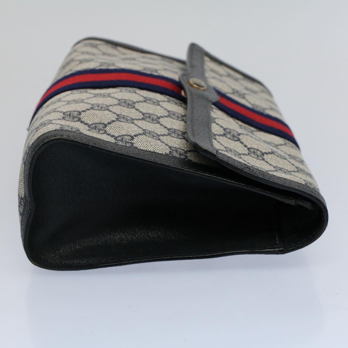 GUCCI GG Canvas Sherry Line Clutch Bag Gray Red Navy 41 014 3087 30 54692