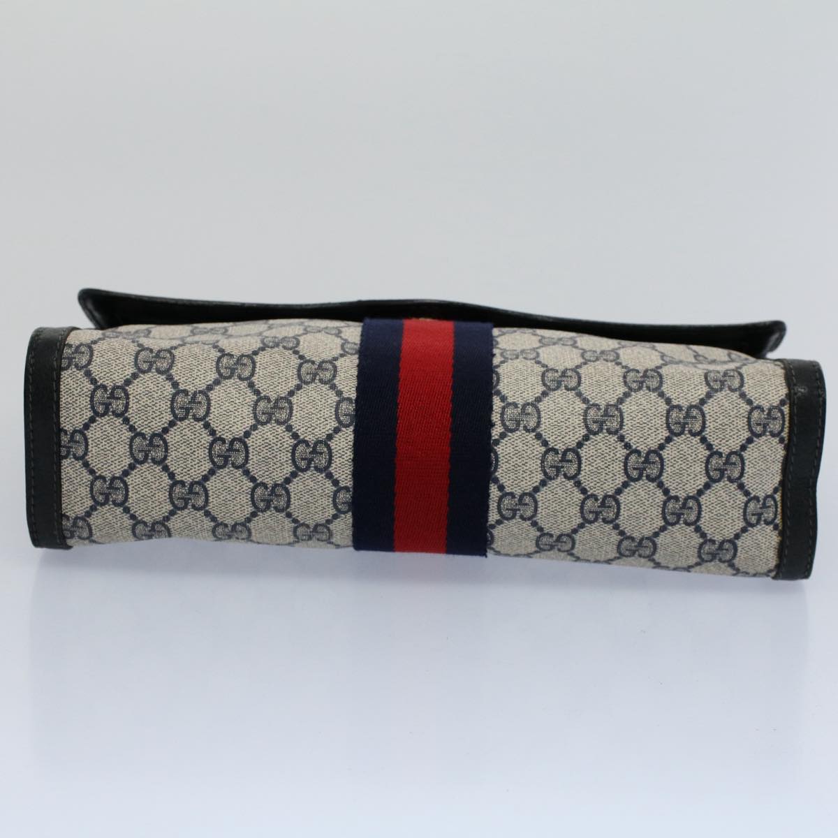 GUCCI GG Canvas Sherry Line Clutch Bag Gray Red Navy 41 014 3087 30 54692