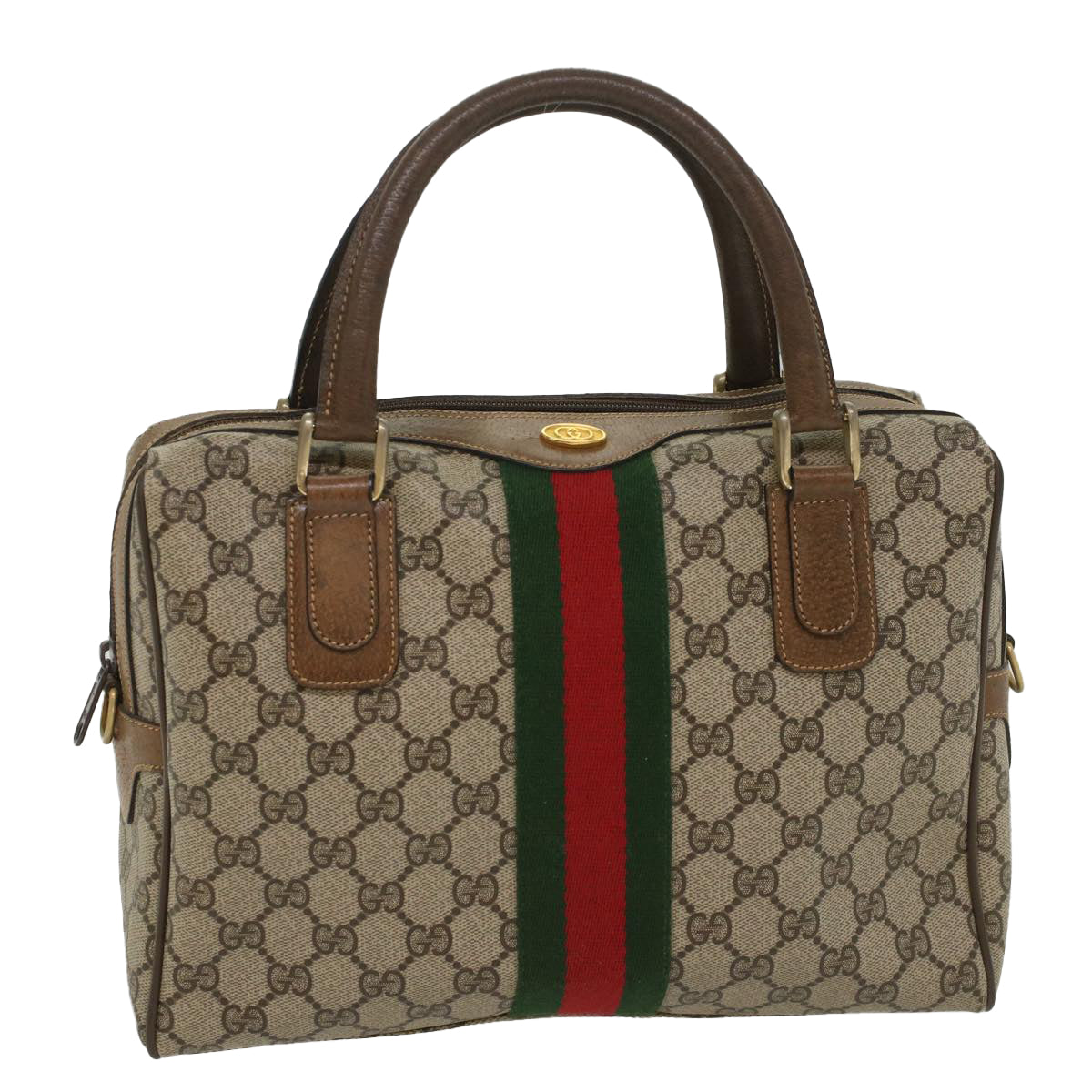 GUCCI GG Supreme Web Sherry Line Hand Bag Beige Red 378 002 3839 54693