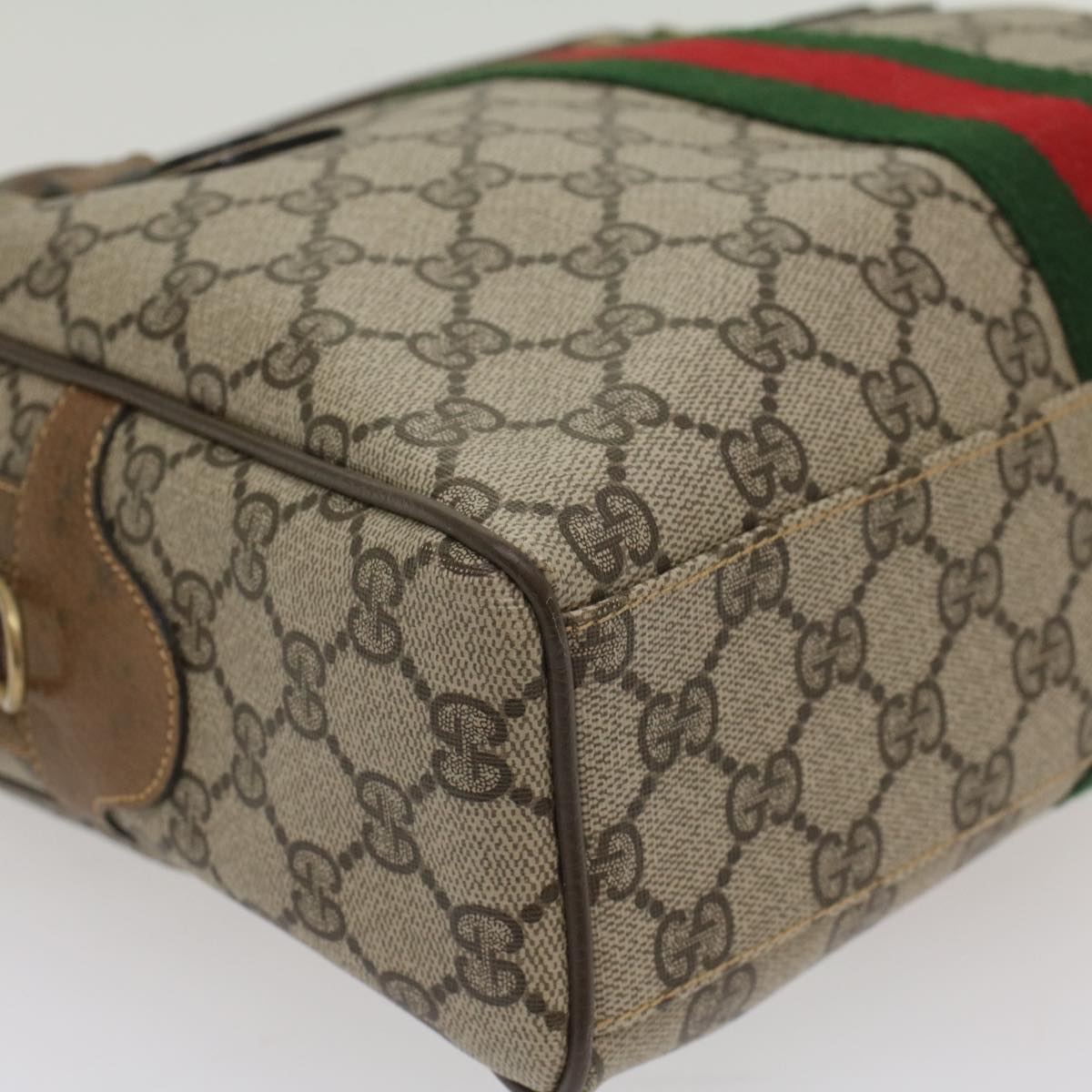GUCCI GG Supreme Web Sherry Line Hand Bag Beige Red 378 002 3839 54693