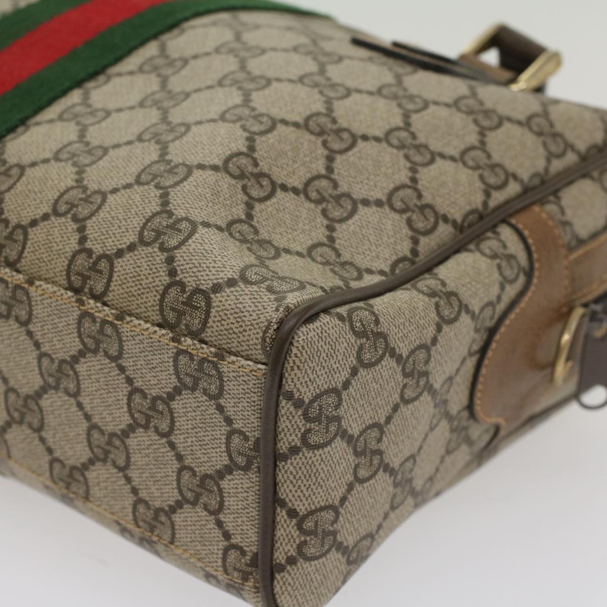 GUCCI GG Supreme Web Sherry Line Hand Bag Beige Red 378 002 3839 54693