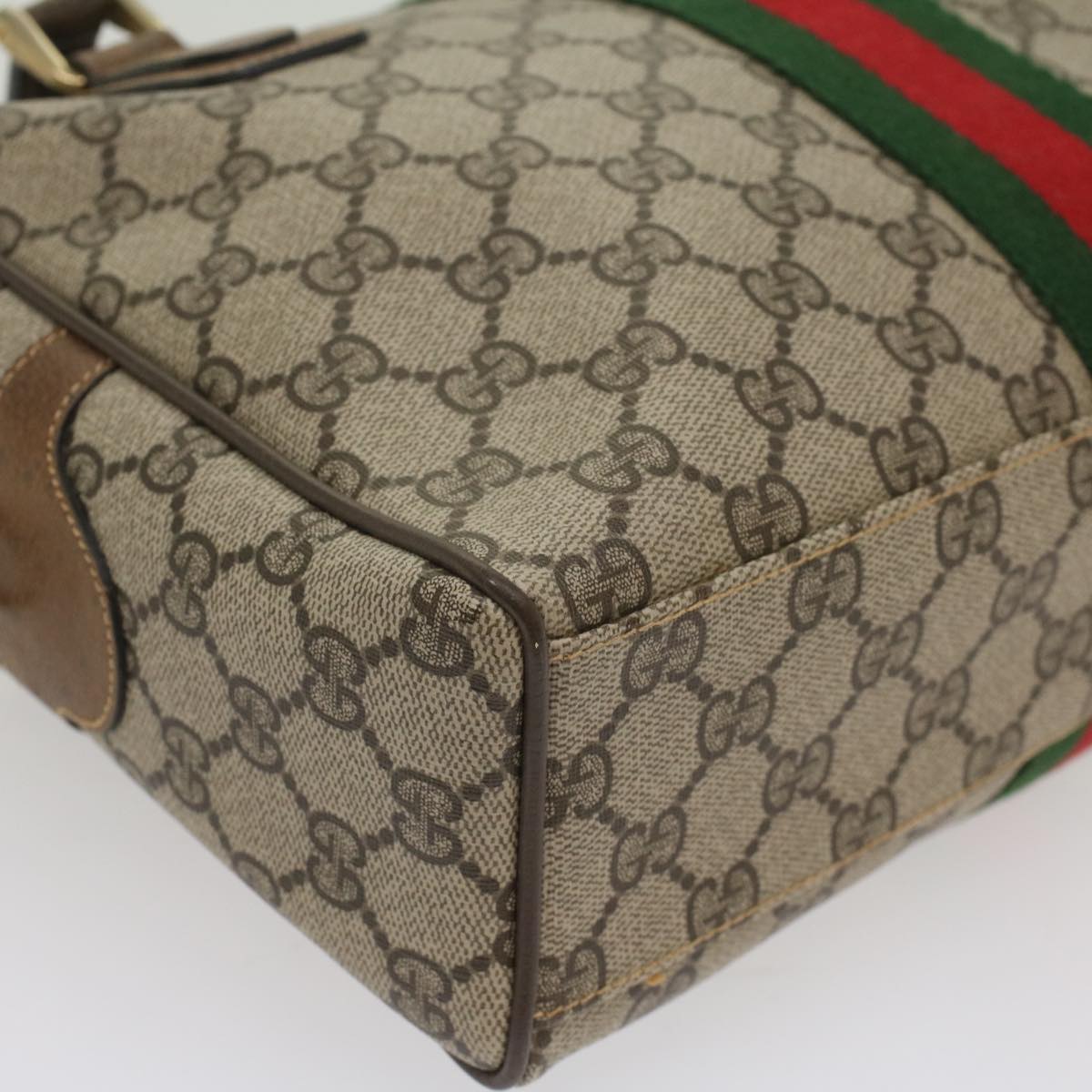 GUCCI GG Supreme Web Sherry Line Hand Bag Beige Red 378 002 3839 54693