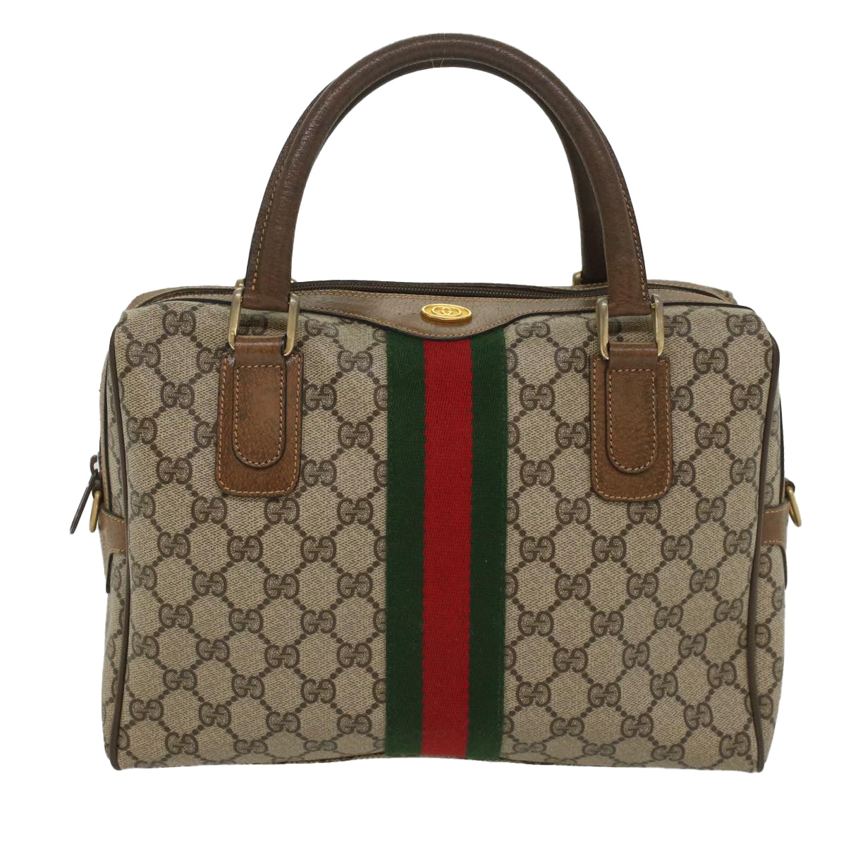GUCCI GG Supreme Web Sherry Line Hand Bag Beige Red 378 002 3839 54693