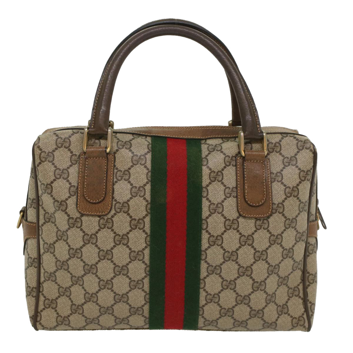 GUCCI GG Supreme Web Sherry Line Hand Bag Beige Red 378 002 3839 54693