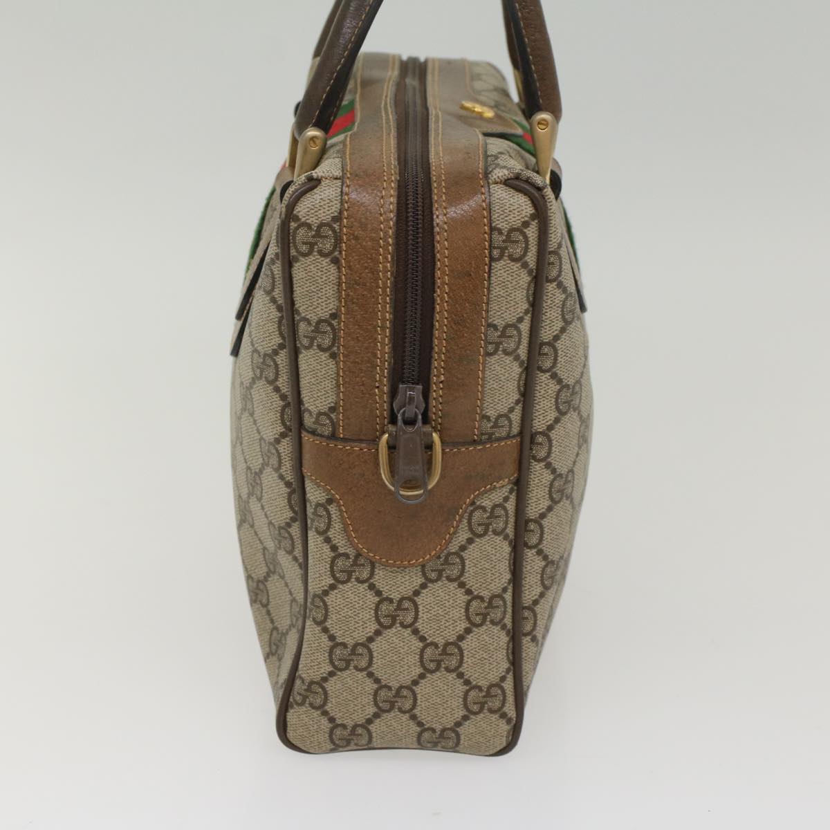 GUCCI GG Supreme Web Sherry Line Hand Bag Beige Red 378 002 3839 54693