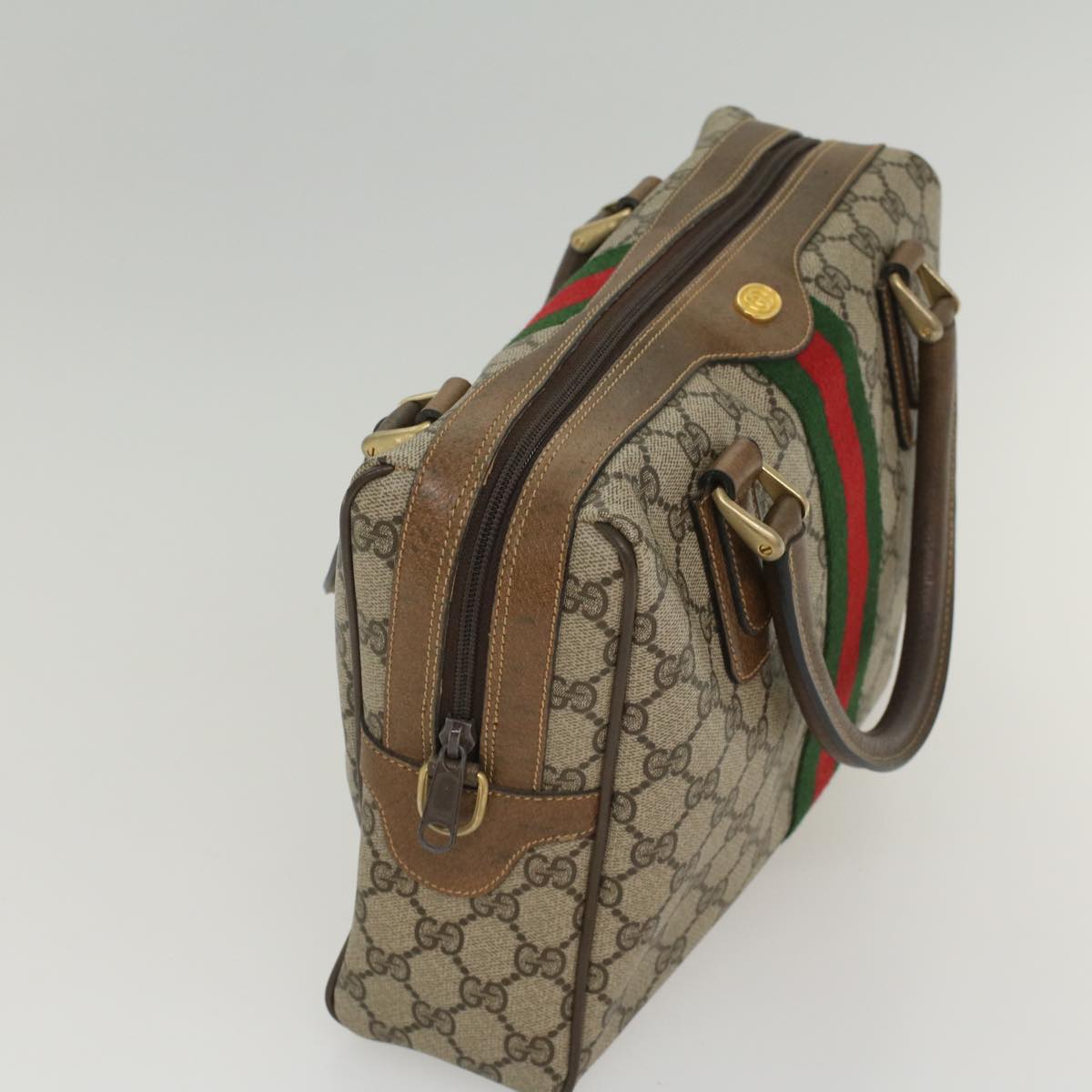 GUCCI GG Supreme Web Sherry Line Hand Bag Beige Red 378 002 3839 54693