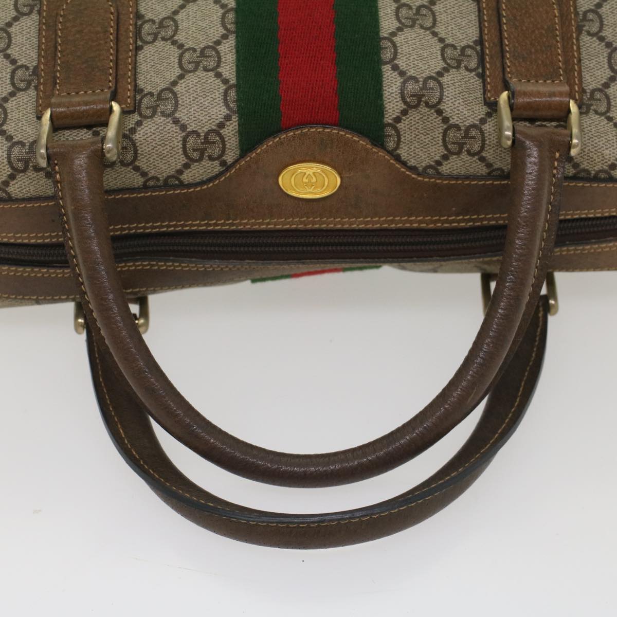 GUCCI GG Supreme Web Sherry Line Hand Bag Beige Red 378 002 3839 54693