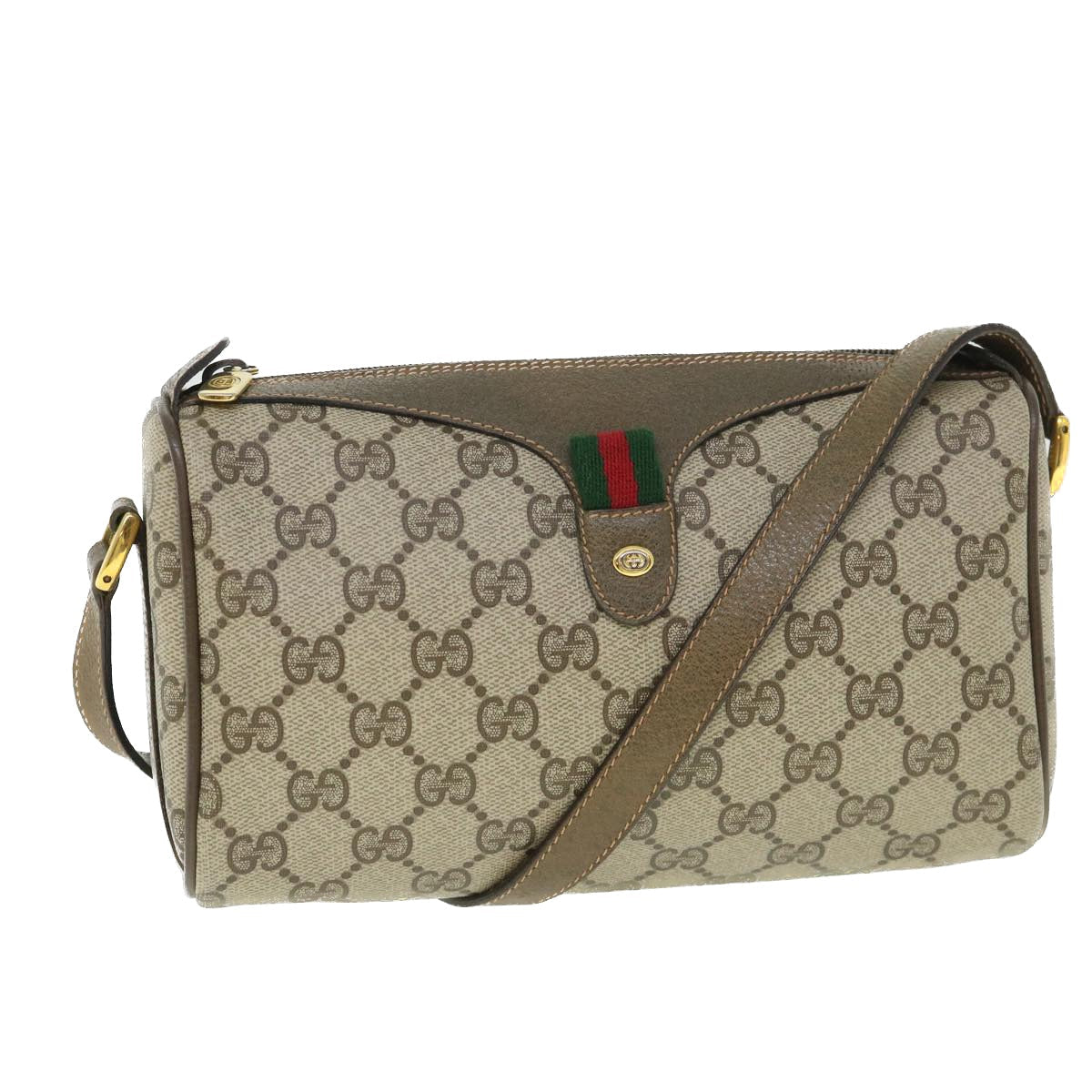 GUCCI GG Supreme Web Sherry Line Shoulder Bag Beige Red 89 02 018 54694