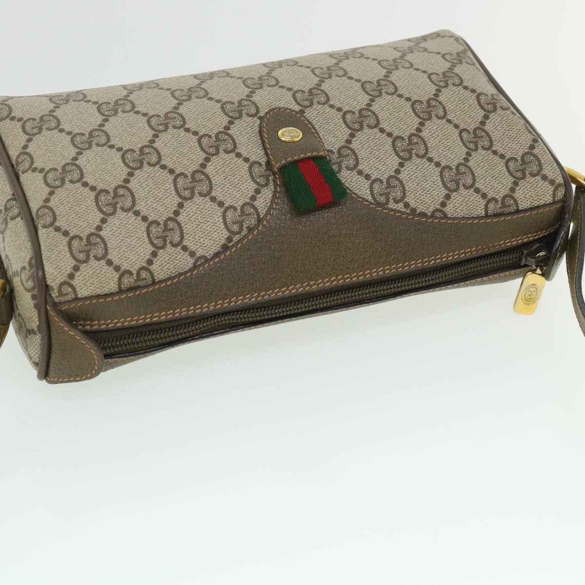 GUCCI GG Supreme Web Sherry Line Shoulder Bag Beige Red 89 02 018 54694
