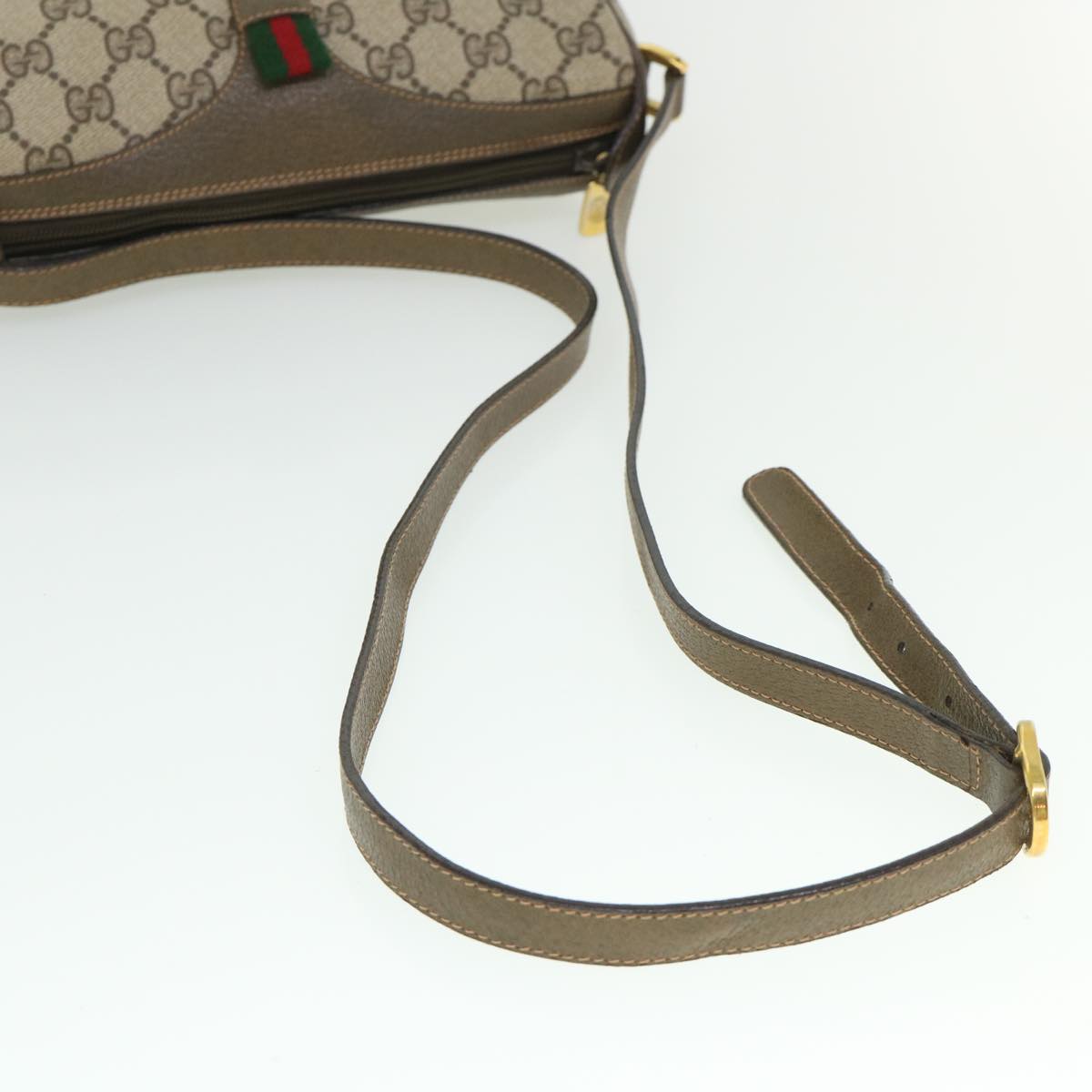 GUCCI GG Supreme Web Sherry Line Shoulder Bag Beige Red 89 02 018 54694