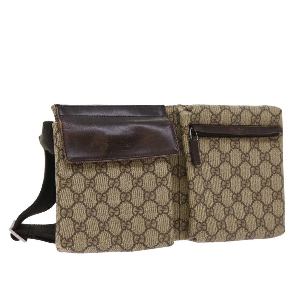 GUCCI GG Canvas Waist bag PVC Leather Beige 28566 54695