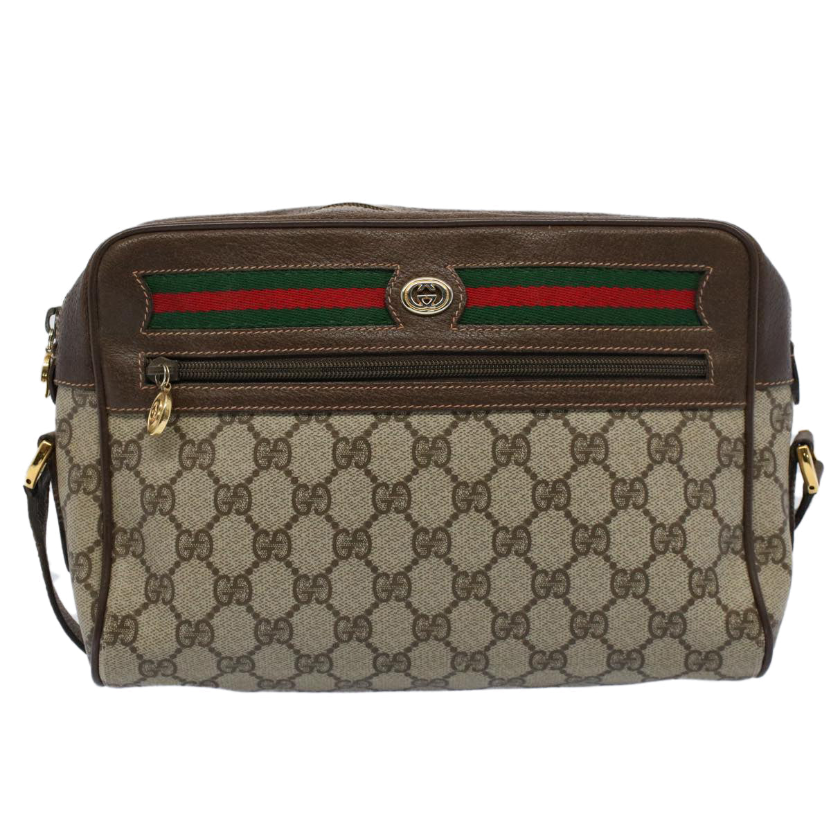 GUCCI GG Supreme Web Sherry Line Shoulder Bag Beige Red 119 02 088 54697