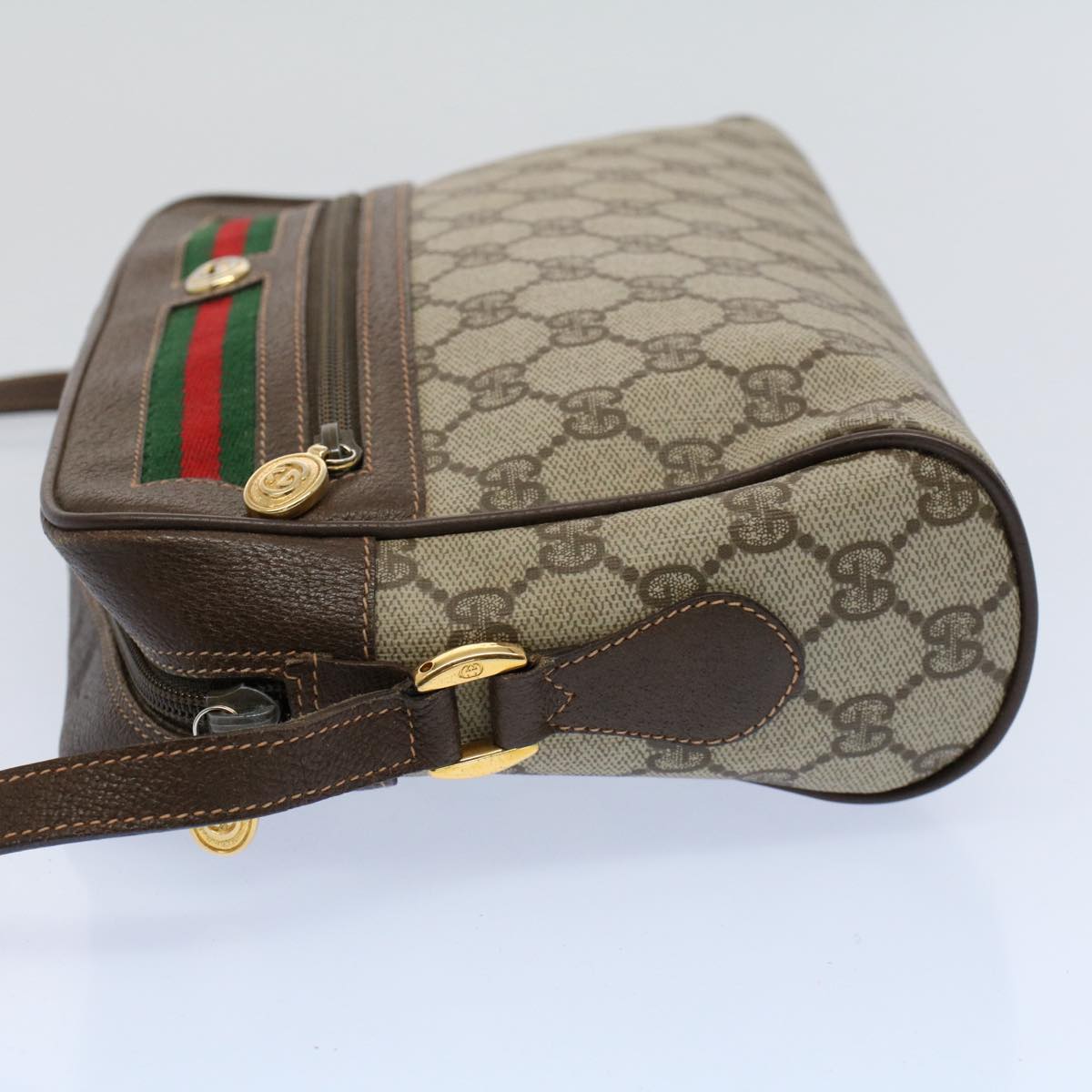 GUCCI GG Supreme Web Sherry Line Shoulder Bag Beige Red 119 02 088 54697