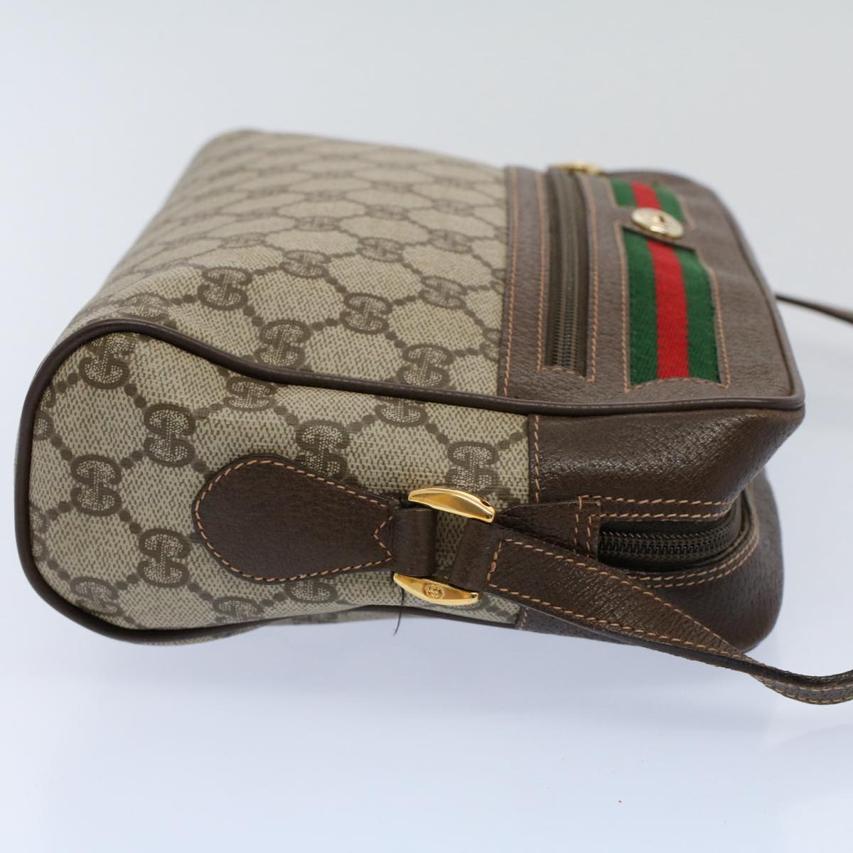 GUCCI GG Supreme Web Sherry Line Shoulder Bag Beige Red 119 02 088 54697