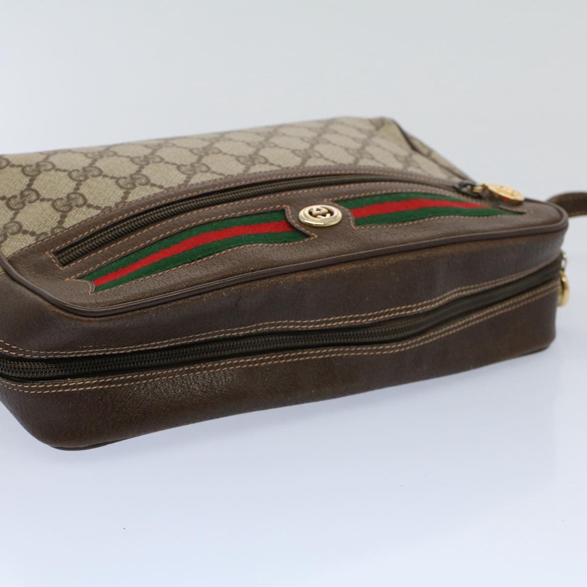 GUCCI GG Supreme Web Sherry Line Shoulder Bag Beige Red 119 02 088 54697