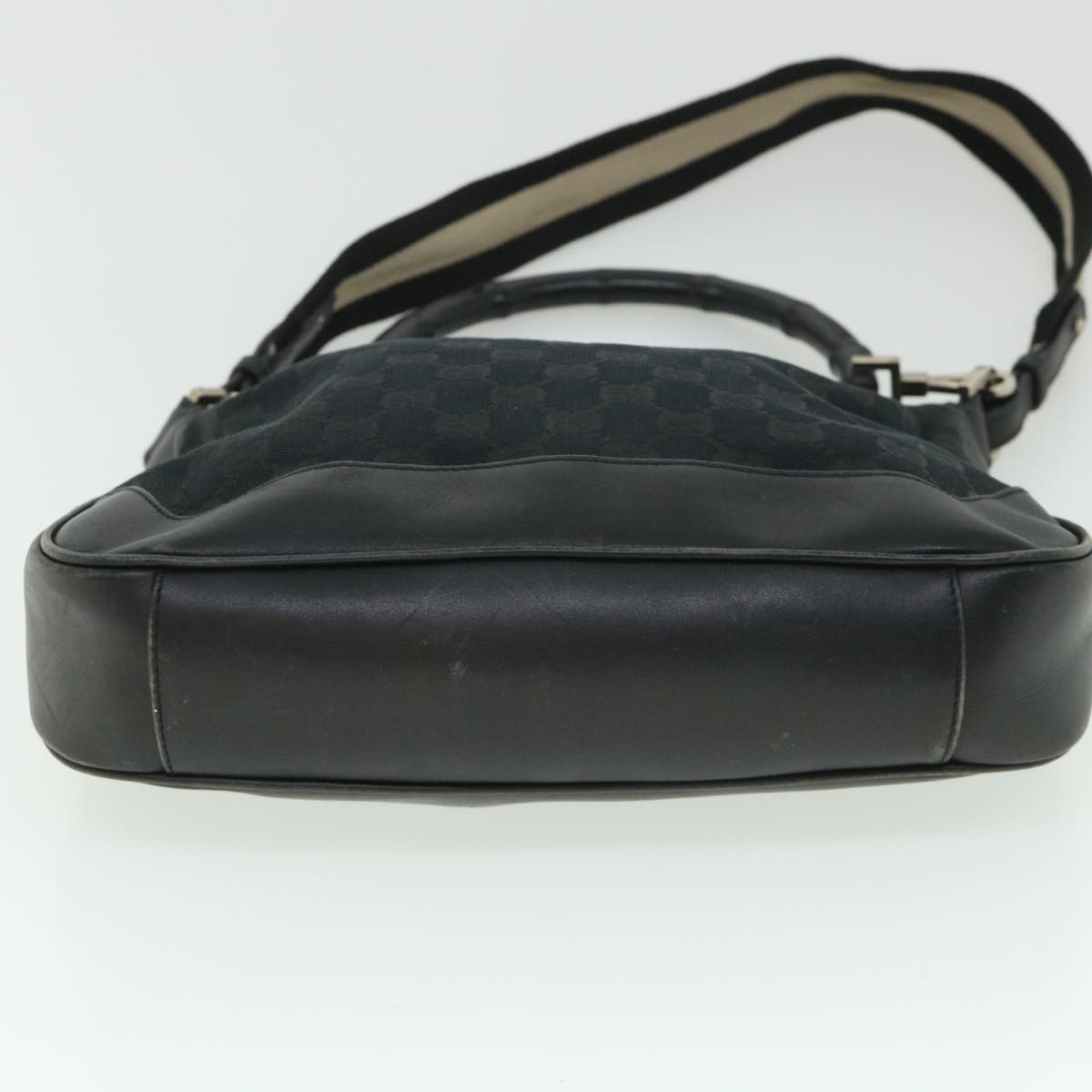 GUCCI GG Canvas Sherry Line Bamboo Hand Bag 2way Black White 001 4095 54699