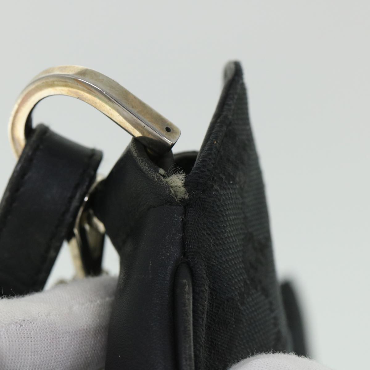 GUCCI GG Canvas Sherry Line Bamboo Hand Bag 2way Black White 001 4095 54699