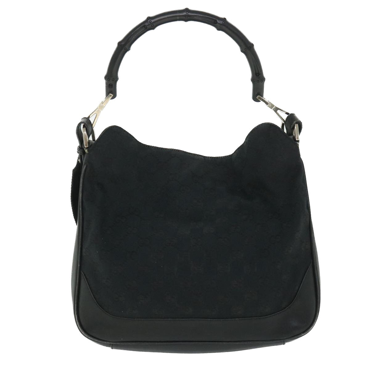GUCCI GG Canvas Sherry Line Bamboo Hand Bag 2way Black White 001 4095 54699