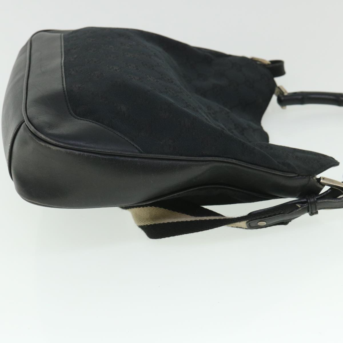 GUCCI GG Canvas Sherry Line Bamboo Hand Bag 2way Black White 001 4095 54699