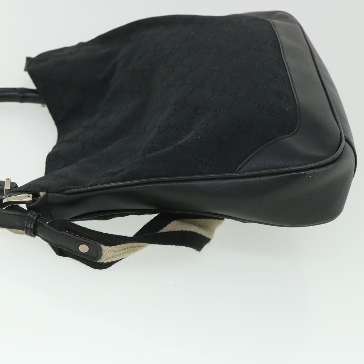GUCCI GG Canvas Sherry Line Bamboo Hand Bag 2way Black White 001 4095 54699